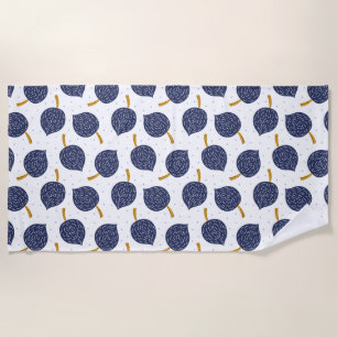 Navy Blue Abstract Flying Bomb Fruit Pattern Beach Towel