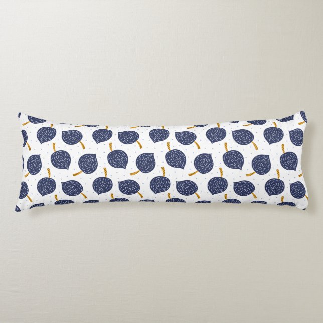 Navy Blue Abstract Flying Bomb Fruit Pattern Body Cushion (Front)
