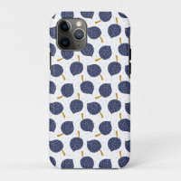Navy Blue Abstract Flying Bomb Fruit Pattern