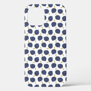 Navy Blue Abstract Flying Bomb Fruit Pattern iPhone 12 Case