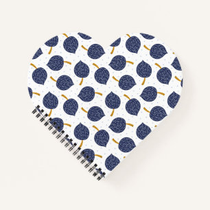 Navy Blue Abstract Flying Bomb Fruit Pattern Notebook