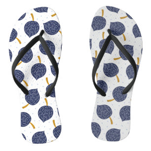 Navy Blue Abstract Flying Bomb Fruit Pattern Thongs
