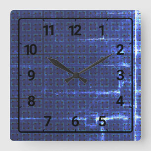 Navy blue abstract geometric pattern square wall clock