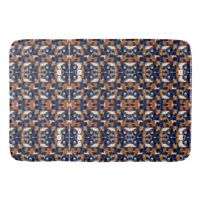 Navy Blue Abstract Pattern Blanket Bath Mat (Front)
