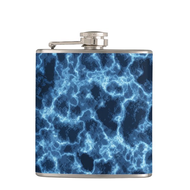 Navy Blue Abstract Pattern Hip Flask (Front)