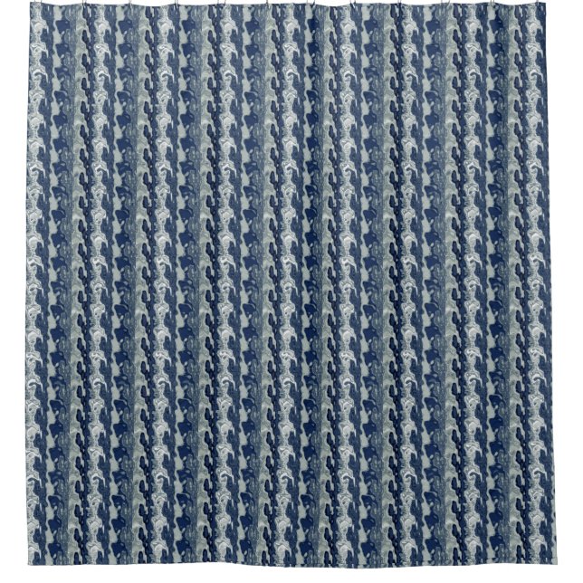 Navy Blue Abstract Pattern Shower Curtain (Front)