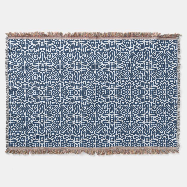 Navy Blue Abstract  Throw Blanket (Front)