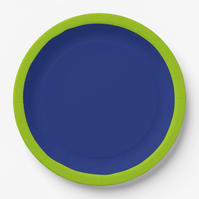 Navy Blue Accent Colour Ready to Customise Paper Plate (Front)