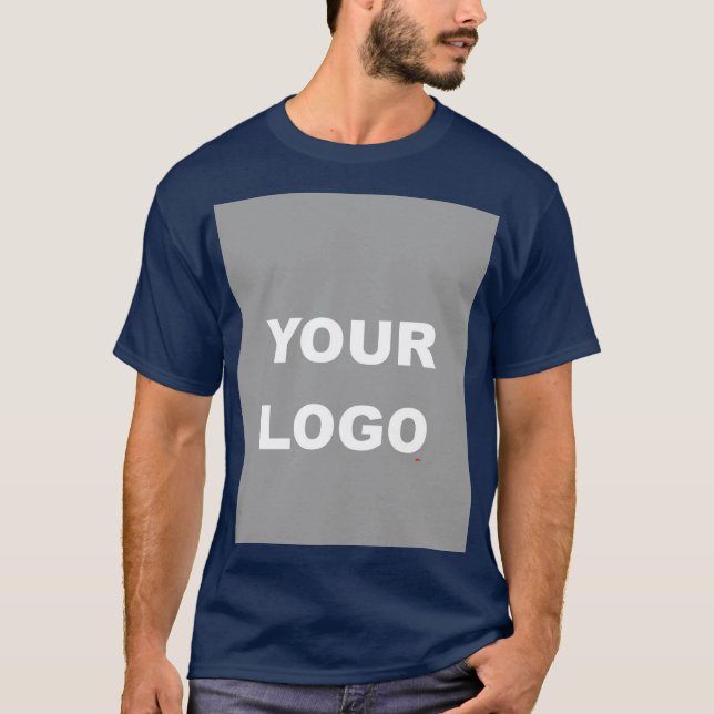 Navy Blue Add Your Image Photo Picture Logo T-Shirt (Front)