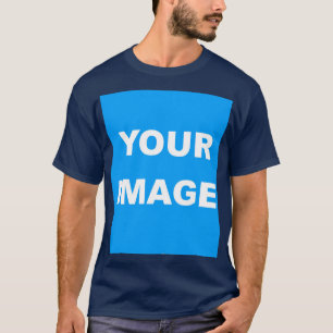 Navy Blue Add Your Image Photo Picture Logo T-Shirt