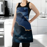 Navy Blue Agate Geode Gold Monogram Apron<br><div class="desc">Navy Blue and Gold Foil Agate Geode Monogram Beautiful Elegant Script Name Apron. This makes the perfect sweet 16, 13th, 15th, 16th, 18th, 21st, 30th, 40th, 50th, 60th, 70th, 80th, 90th, 100th birthday, wedding, bridal shower, anniversary, baby shower, graduation or bachelorette party gift for someone decorating her room in modern...</div>