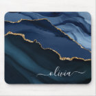 Navy Blue Agate Geode Gold Monogram