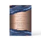 Navy blue agate marble rose gold evening wedding