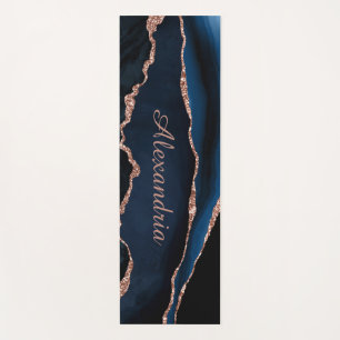 Navy Blue Agatre Custom Name Yoga Mat