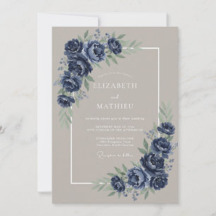 Navy Blue Alluring Winter Wedding Invitation