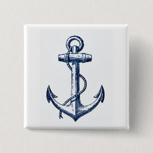 Navy Blue Anchor 15 Cm Square Badge