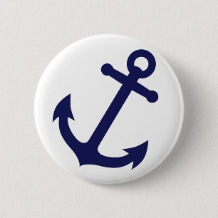 Navy Blue Anchor 6 Cm Round Badge