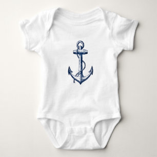 Navy Blue Anchor Baby Bodysuit