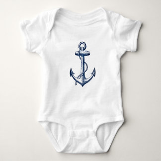 Navy Blue Anchor Baby Bodysuit