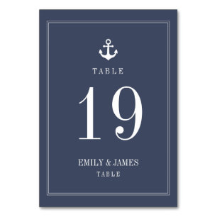 Navy Blue Anchor By The Sea Wedding Table Numbers