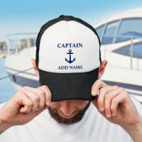 Navy Blue Anchor Captain Add Name or Boat Name
