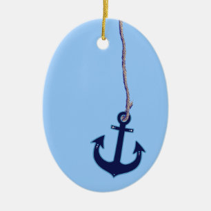 navy blue anchor ceramic tree decoration
