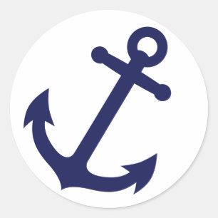 Navy Blue Anchor Classic Round Sticker