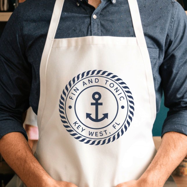 Navy Blue Anchor Custom Boat Name Standard Apron (Creator Uploaded)