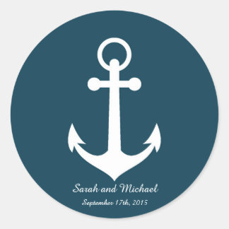 Navy Blue Anchor Custom Envelope Sticker Seal