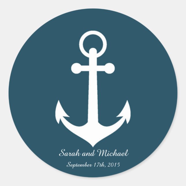 Navy Blue Anchor Custom Envelope Sticker Seal (Front)