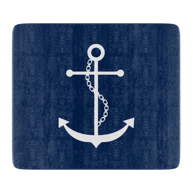 Navy Blue Anchor Cutting Board (Front)