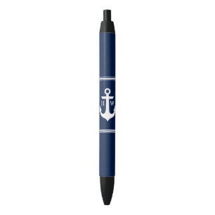 Navy Blue Anchor Monogrammed Ink Pen