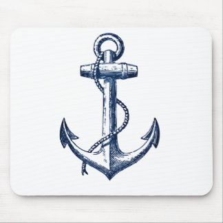 Navy Blue Anchor Mouse Pad