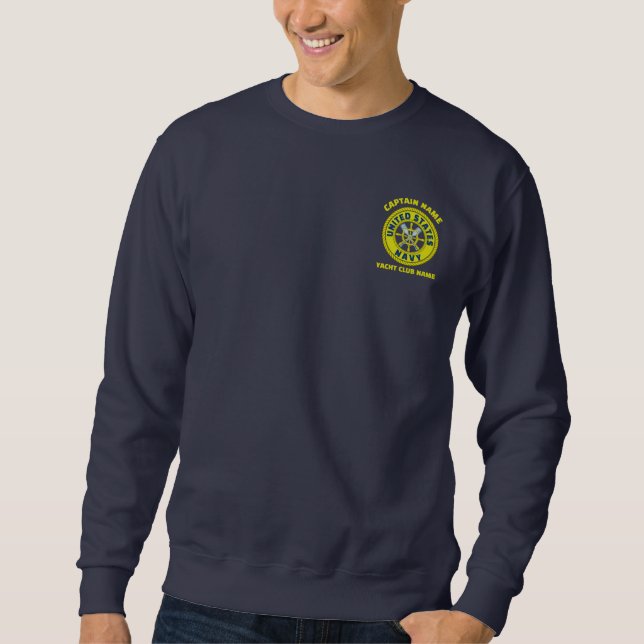 navy blue Anchor nautical captain boating paddle Sweatshirt (Front)