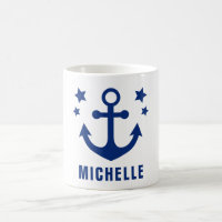 Navy Blue Anchor Nautical Clipart & Stars
