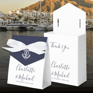 Navy Blue Anchor Nautical Wedding Favour Box