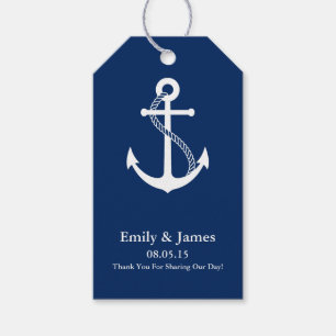 Navy Blue Anchor Nautical Wedding Favour Gift Tags