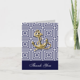 Navy Blue anchor nautical wedding thank you