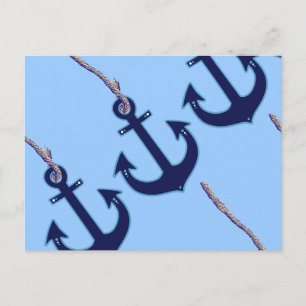 navy blue anchor postcard