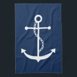 Navy Blue Anchor Tea Towel<br><div class="desc">Nautical design</div>