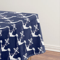 Navy Blue Anchor W/Rope on White
