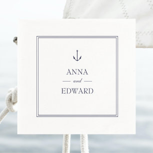 Navy Blue Anchor Wedding Paper Napkins