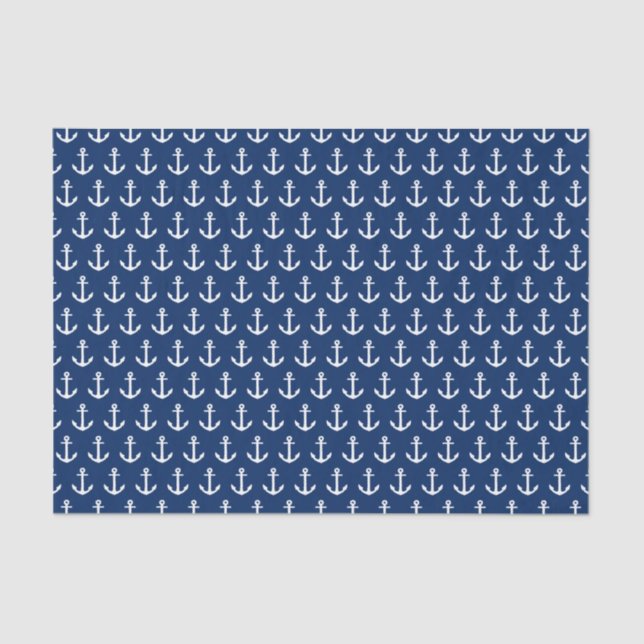 Navy Blue Anchors Away | Tissue Paper (Front)