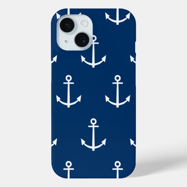 Navy Blue Anchors Pattern 1 Case-Mate iPhone Case (Back)