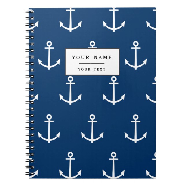 Navy Blue Anchors Pattern 1 Notebook (Front)