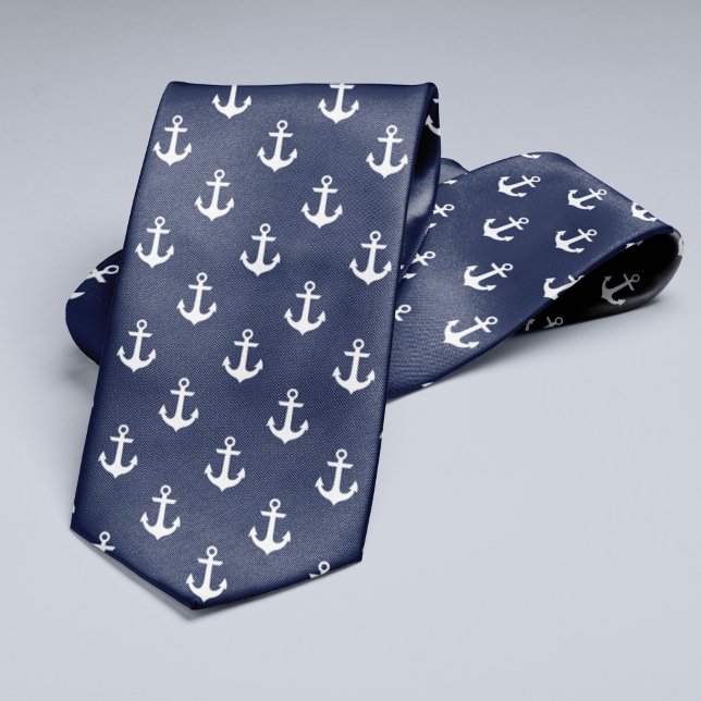 Navy Blue Anchors Pattern Tie (Creator Uploaded)