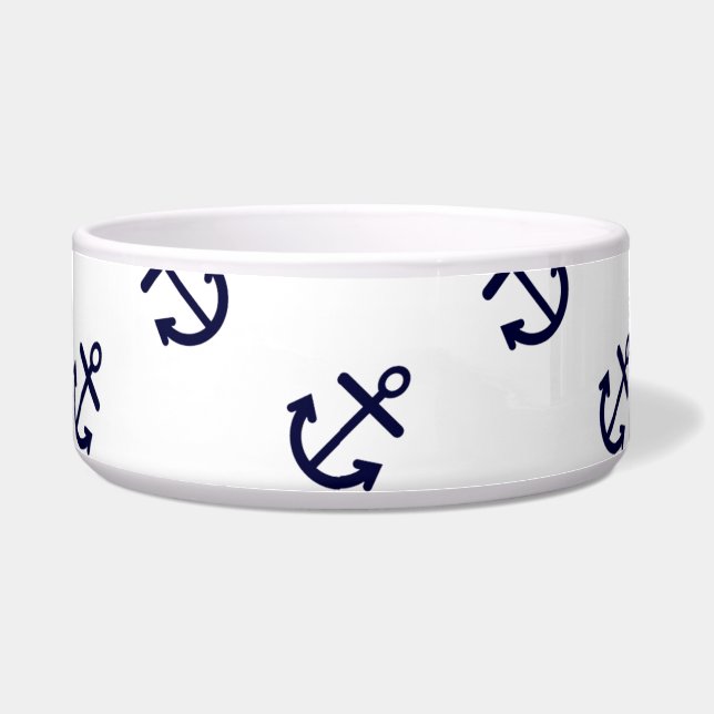 Navy Blue Anchors White Background Pattern (Front)
