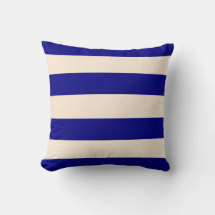 Navy Blue and Antique White Stripes Cushion