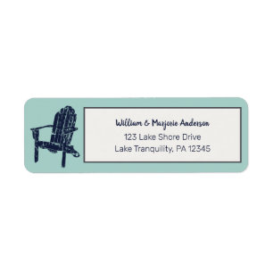 Navy Blue and Aqua Adirondack Chair Return Address Label