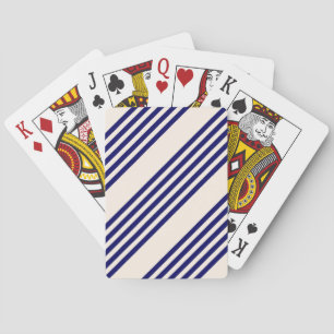 Navy blue and beige five stripes pattern playing cards